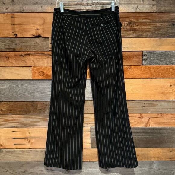 Trina Turk Y2K Pinstripe Low Rise Bootcut Trouser 0 Black Officecore Preppy 2000 - Picture 8 of 13